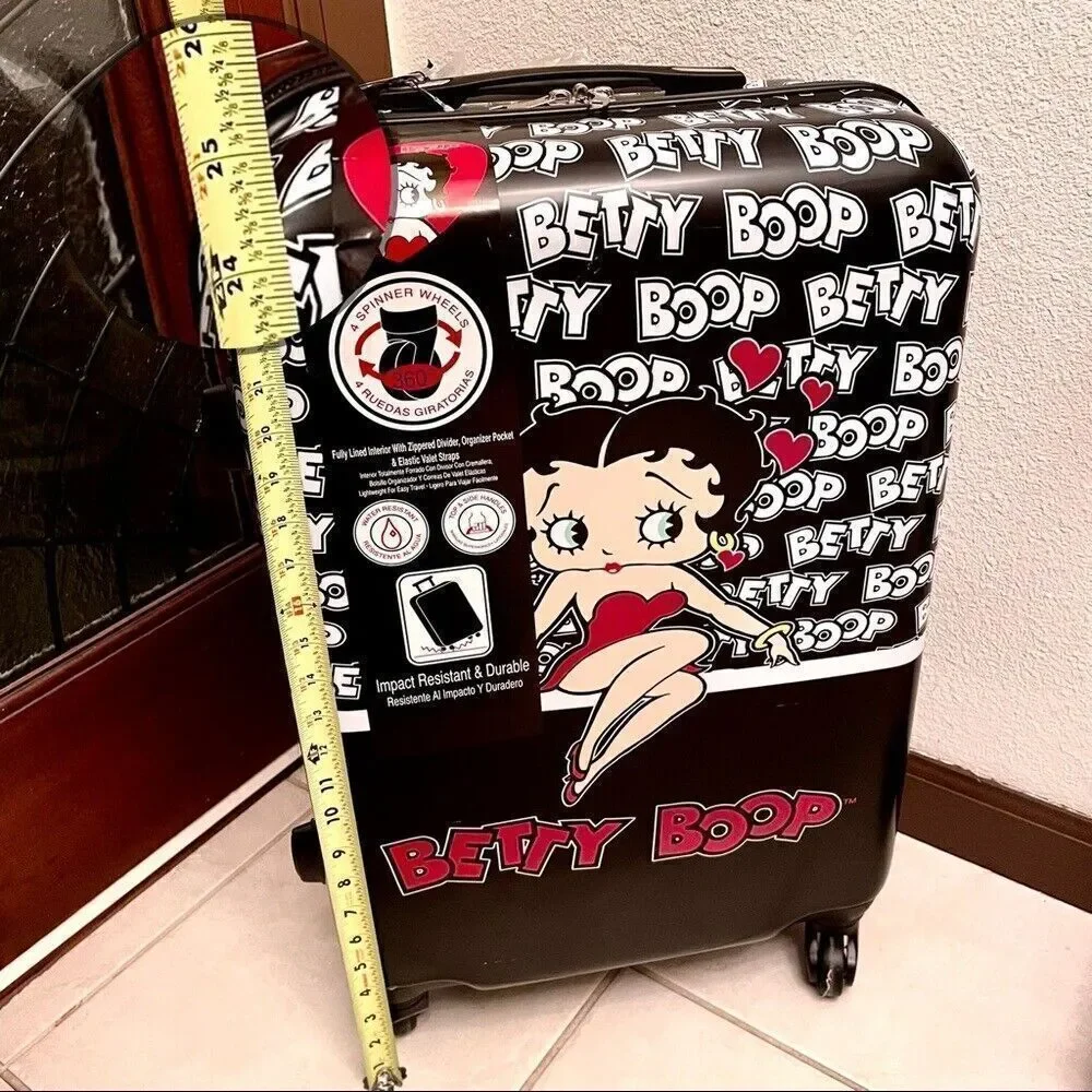 NWT Gorgeous Betty Boop 25” Luggage Suitcase Black White Spinner Hard Shell Set